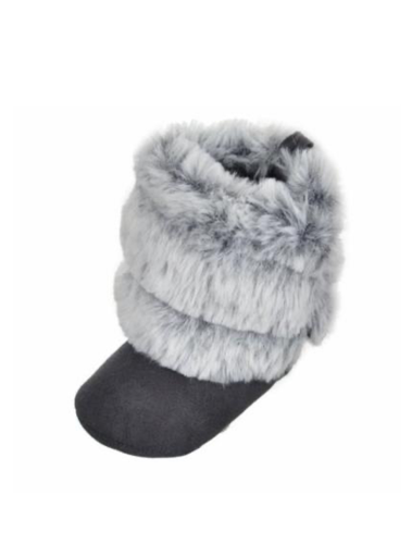 Stepping Stones First Steps Faux Fur Boots in Black/Gray Ombre. Size 19 (9-12 months)