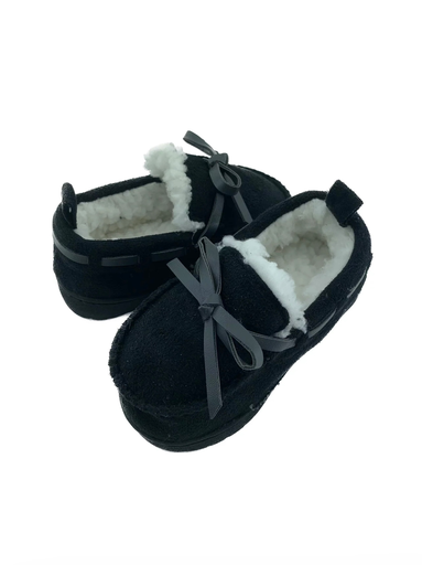 Stepping Stones First Steps Faux Suede Loafer Slipper in Black. Size 22 (18-24 months