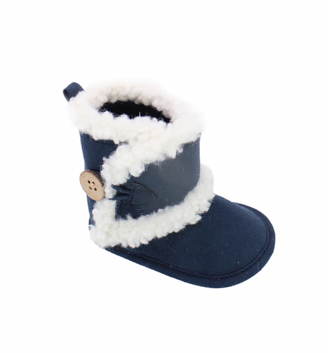 Stepping Stones First Steps Faux Suede and Sherpa Boot in Navy. Size 18 (6-9 months)