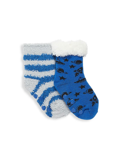 2 pack spaced out Slipper sock and cozy sock with grippers 12-24 months